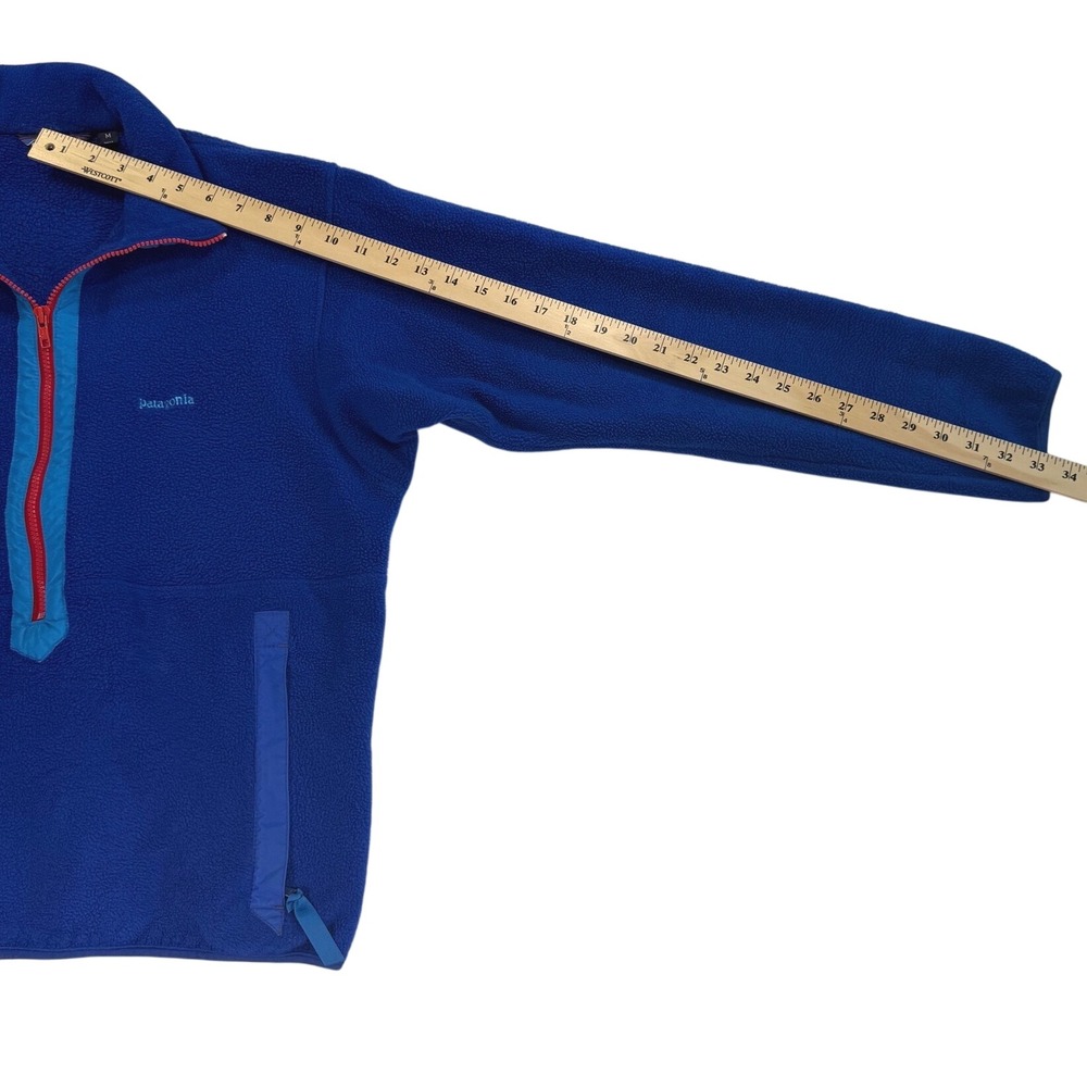 VTG 1989 Patagonia Fleece Pile 1/2 Zip Synchilla Pullover Blue Teal Red Mens M - Picture 8 of 10